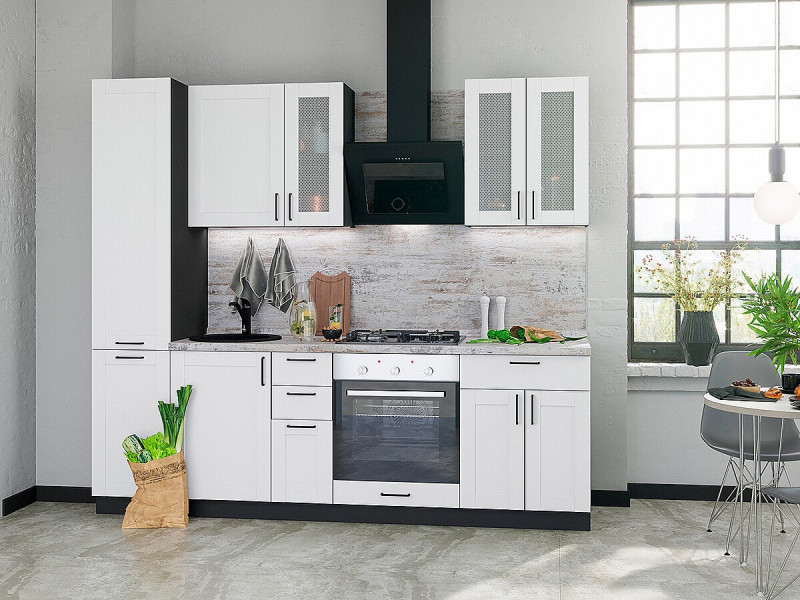 Кухня Лофт-02 Super White/Graphite 2140*2400*600